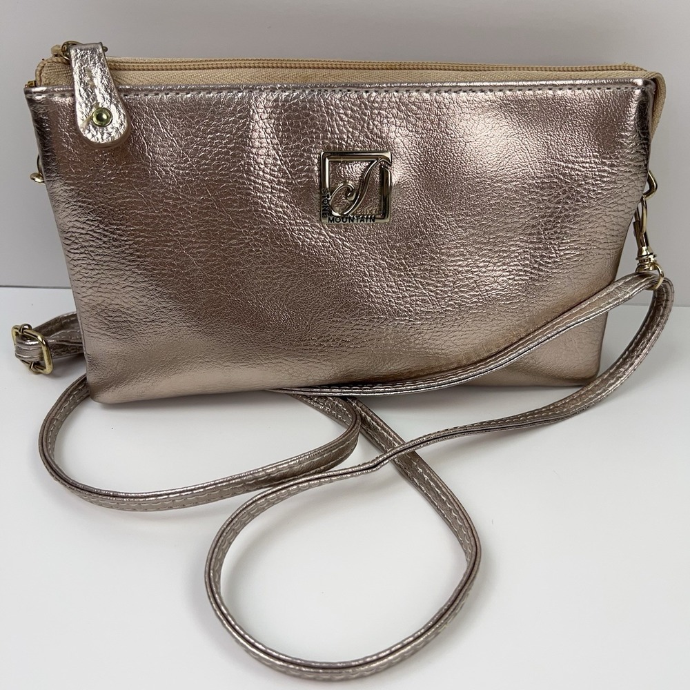 Stone Mountain Crossbody Wallet Bag Faux Leather Purse With Coin Purse Rose Gold